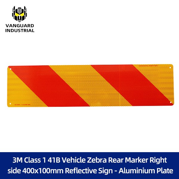 3M Class 1 41B Vehicle Zebra Rear Marker Right side 400x100mm Reflective Sign - Aluminium Plate