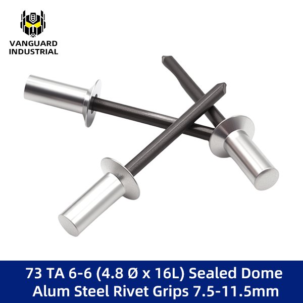 73 TA 6-6 (4.8 Ø x 16L) Sealed Dome Alum Steel Rivet Grips 7.5-11.5mm
