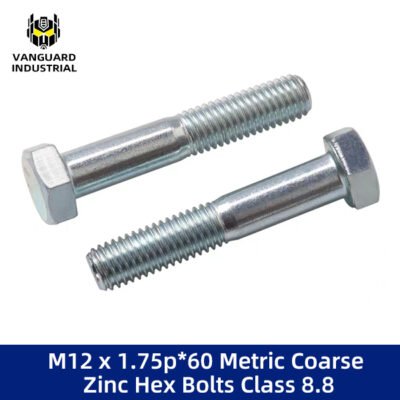 M12 x 1.75p*60 Metric Coarse Zinc Hex Bolts Class 8.8